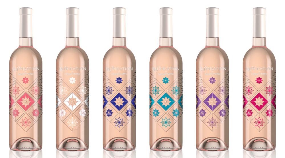 bouteilles de vins avec décor imprimé