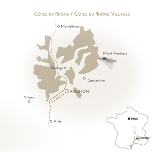 Carte Côtes du Rhône